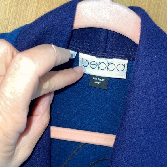 Beppa Womens Size L Blue Purple Long Sleeve Open Front Shawl Jacket Vintage - Picture 11 of 12